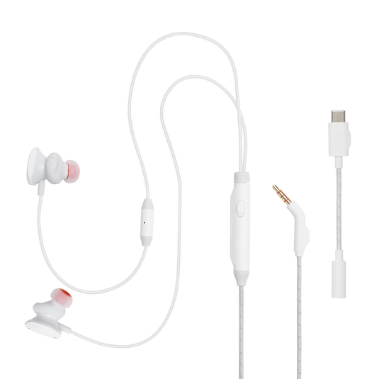 JBL Quantum 50C - White - Wired in-ear gaming headset with USB-C adapter - Detailshot 1 image number null